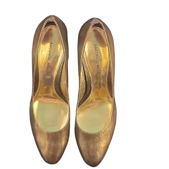 ANTONIO MELANI | Gold Leather High Heel | sz 7.5m - Picture 1 of 7